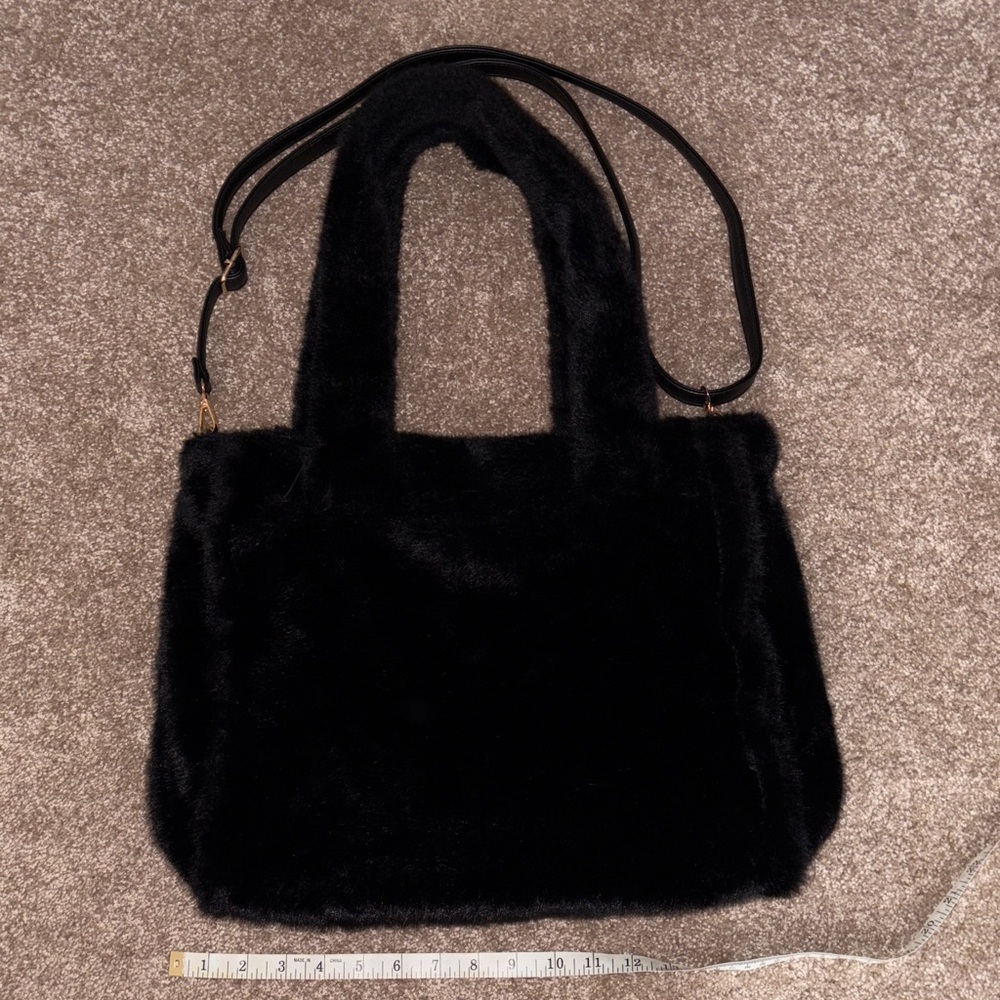 Elegant Black Faux Fur Tote Bag